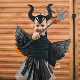 5 x Brand New TOPJOWGA Devil Costume Children, 5 Pieces Queen Horns Costume Set, Queen Horns Headband, Tutu Skirt, Wings, Necklace, Magic Wand, Queen Horns Costume Children for Cosplay Carnival Halloween - RRP €80.7