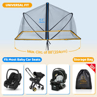 1 x RAW Customer Returns Orzbow insect protection for baby car seat, mosquito net for baby car seats with supports, universal tear-resistant mosquito net with elastic band for Maxi-Cosi Cybex R mer etc. black  - RRP €10.81