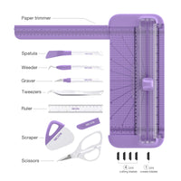 1 x RAW Customer Returns NICAPA Paper Cutter, A4 Paper Cutter, Paper Cutting Board with Finger Guard and Side Ruler, Vinyl Weeding Tools for Paper, Photos, Crafts, Labels Scrapbooking-purple - RRP €27.22