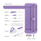 1 x RAW Customer Returns NICAPA Paper Cutter, A4 Paper Cutter, Paper Cutting Board with Finger Guard and Side Ruler, Vinyl Weeding Tools for Paper, Photos, Crafts, Labels Scrapbooking-purple - RRP €27.22