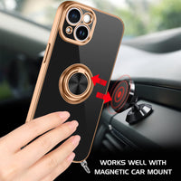 1 x RAW Customer Returns GUAGUA iPhone 15 Case, iPhone 15 Case with 360 Ring Holder Magnetic Car Mount Shockproof TPU Case Black - RRP €20.4