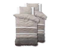 1 x RAW Customer Returns Bed linen 4-piece 135cm x 200cm 4-piece brown - stripes - soft iron-free duvet covers with zipper - bed linen set with 2 pillowcases 80cm x 80cm - RRP €40.26