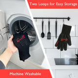 1 x RAW Customer Returns COOLJOB Grill Gloves Heat Resistant with Non-Slip Silicone Oven Gloves with Fingers for Grilling Baking Cooking Black 1 Pair  - RRP €18.65