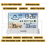 1 x RAW Customer Returns Raddy DT6 weather station indoor outdoor, DCF radio clock, digital color display indoor and outdoor thermometer hygrometer, home weather station with weather forecast and barometer - RRP €40.12