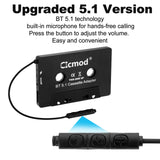 1 x RAW Customer Returns CICMOD cassette adapter BT 5.1 car cassette adapter with built-in microphone hands-free system - RRP €16.99