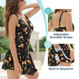 4 x Brand New Summer Mae Women s Swimsuit Plus Size Floral Figure-shaping One-piece Swimsuit with Adjustable Shoulder Straps Black Lemon EU Size 40-42  - RRP €182.32