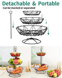 1 x Brand New DUSENHO Fruit Etagere 2 Tier Fruit Bowl Etagere Fruit for more space on the worktop Vegetable basket made of metal Kitchen decoration Fruit bowls for fruit and vegetables - RRP €20.4