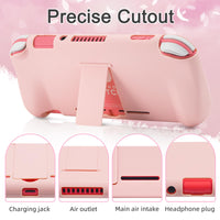 1 x RAW Customer Returns BRHE Switch Lite Case Cover Accessory Set, Hard Shell Storage Bag Travel Set with Hard Protective Case, Screen Protector and Thumb Grip Caps for Nintendo Switch Lite Console 9-in-1, Pink - RRP €27.89