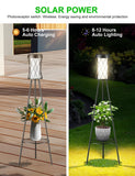 1 x RAW Customer Returns Fitop LED Solar Floor Lamp Outdoor 95cm, IP65 Waterproof, with USB Charging Port, 3 Different Color Temperatures 3000K 4000 6500K for Terrace, Veranda and Garden - RRP €23.59