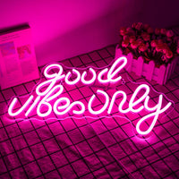 1 x RAW Customer Returns Wanxing Good Vibe Only Neon Sign Good Vibes LED Neon Light Pink Letter Neon Wall Lamp for Bedroom Wall Decoration, Wedding Party, Girls Room, Hotel, Bar - RRP €36.99