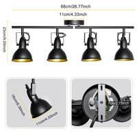 1 x RAW Customer Returns Wondlumi ceiling spotlight LED 4 flames E14 ceiling lamp living room vintage swivel 230V industrial ceiling light black matt gold kitchen lamp - RRP €56.46