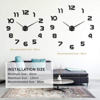 1 x RAW Customer Returns SOLEDI DIY Accurate Silent Wall Clock 60-120cm Easy to Assemble 3D Effect Filling Void Wall Modern Sticker Wall Clock Decoration for Home, Office, Hotel Silver Black  - RRP €20.98