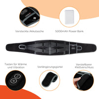 1 x RAW Customer Returns Comfytemp vibration massage heat belt for back pain, 5000mAh battery, 147cm long strap, adjustable straps, back massager with 3 heat levels 3 massage modes, automatic switch-off back warmer - RRP €54.99