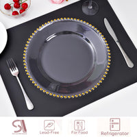 1 x RAW Customer Returns StarLuckINT 6 Pack Plastic Charger Plates with Pearls, Round Plastic Charger Plates, 13 Inch Elegant Decor Dinner Plates for Party Wedding Event Dinner Decoration Clear  - RRP €30.24