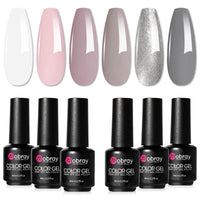 12 x Brand New Mobray UV Gel Nail Polish Set, 6 Colors White Pink Sequins Gel Nail Polish, Gel Polish Set Soak Off UV LED Shellac Nail Polish for Nail Salon DIY Home, 8ML - RRP €108.72