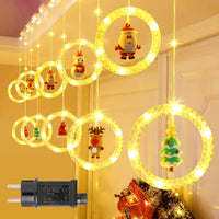 1 x RAW Customer Returns GlobaLink Christmas Curtain Lights, 3M 100LEDs Light Curtain with 10 Christmas Decorations 8 LED Modes with Timer, Waterproof IP65, for Indoor Outdoor Showcase Window - RRP €50.0