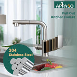 1 x RAW Customer Returns APPASO kitchen faucet, S304 stainless steel kitchen faucet with shower extendable spray head, high pressure mixer tap sink faucet for G 1 2 connection pipe - RRP €63.13