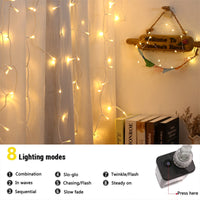 1 x RAW Customer Returns BrizLabs 480 LED Waterfall Outdoor Lights, 19M Warm White Christmas Curtain String Lights Outdoor with 8 Modes Christmas String Lights Decoration for Parties, Window, Wedding, Balcony - RRP €30.68