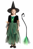 17 x Brand New Licus Witch Halloween Costumes for Girls Fairytale Carnival Cosplay Dress with Hat and Broom Green 4-6 Years - RRP €458.83