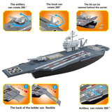 1 x RAW Customer Returns deAO model ship aircraft carrier with small model airplanes, truck, tank, submarine, battleships and action figures included - RRP €39.61