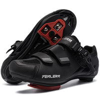 1 x RAW Customer Returns Fenlern Unisex-Adult Cycling Shoes Road Bike Shoes Men Women Breathable Cycling Trainers Hard Bottom Reflective Strip for Night Riding Black, 39  - RRP €56.1