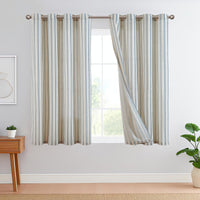 1 x RAW Customer Returns TOPICK Linen Striped Curtains Blue Stripe Curtains with Eyelets Ticking Stripes Pattern Linen Look Curtains Light Filtering for Living Room Pinstripe Curtain Opaque Pack of 2 130 x 145 cm - RRP €44.36