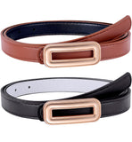 10 x Brand New EIOKBECY Skinny Leather Belt for Women, Pack of 2 Reversible Leather Adjustable Thin Waist Belt with Gold Buckle, Fashion Slim Belt for Dress Jeans Pants - RRP €276.0