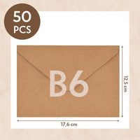 1 x RAW Customer Returns HAKACC 50pcs Brown Envelopes, Kraft Paper Envelopes B6 Envelopes for Christmas Valentine s Day Gift Cards - RRP €9.06