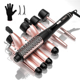 1 x RAW Customer Returns Curling iron set 5 in 1, MAX-T curling iron with 3 barrels and multi-function curling brush, with various attachments 9-38mm, PTC quick heating temperature control and protective gloves - RRP €57.47