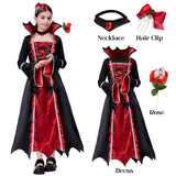 1 x RAW Customer Returns ZUCOS Halloween Vampire Costume for Girls Gothic Elegant Medieval Carnival Party Costume Black Size 4-6 Years - RRP €23.18