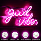 1 x RAW Customer Returns Pink Good Vibes Neon Sign, Neon Wall Decor Signs, Real Acrylic Neon Light, 7.9 x15.9 USB LED Neon Signs for Bedroom, Home Bar, Wedding Anniversary, Birthday Party Gift - RRP €34.27