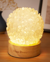 1 x RAW Customer Returns Nice Dream Clear Quartz Lamp with Wooden Base, Natural White Crystal Night Light for Home Decor, Healing Crystals Chakra Stones Lamp Gift for Parents Day, Anniversary, Christmas - RRP €23.86