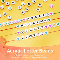 1 x RAW Customer Returns ARTDOT 800 pieces AZ letter beads, 7 mm beads for bracelets, alphabet beads for threading, make your own bracelets letter beads and round colorful smiley heart beads, letter beads for jewelry - RRP €6.68