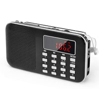 1 x RAW Customer Returns PRUNUS J-908 AM FM Small Rechargeable Portable Radio, Small Digital Radio with LED Flashlight, TF USB AUX MP3 Player, 1200 mAh Rechargeable Battery Radio Black  - RRP €23.59