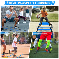 2 x RAW Customer Returns YGORTECH Agility and Speed Training Set, Agility Ladder, 12 Sports Cones and Soccer Training, Soccer Training Equipment for Kids and Adults Blue  - RRP €60.0