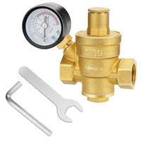 1 x RAW Customer Returns drado pressure reducer water DN15 1 2 inch brass adjustable water pressure regulator, water pressure reducer with pressure gauge - RRP €20.66