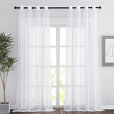 1 x RAW Customer Returns PONY DANCE Living Room Curtains Modern Set of 2 - Transparent Extra Long Curtains and Drapes for Living Room Eyelet Curtain, H 260 x W 140 cm, White - RRP €24.18