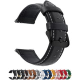 1 x RAW Customer Returns Fullmosa 12 Colors Watch Strap, Axus Series Leather Strap Replacement Watch Bracelet with Stainless Steel Metal Clasp for Men Women 14 16 18 20 22 24mm, 20mm Black Black Buckle - RRP €18.14