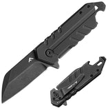 1 x RAW Customer Returns FLISSA pocket knife folding knife, worn style, one-hand knife with G10 handle, hunting knife with pocket clip bottle opener, outdoor survival knife for camping, hunting and hiking, black - RRP €16.72