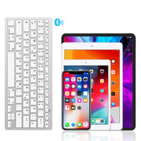 1 x RAW Customer Returns OMOTON German Bluetooth keyboard for iPad 10.9 10.2 9.7, iPad Air 5 4 3, keyboard iPad Pro 12.9 11 10.5 and iPhone cell phone, QWERTZ layout, compact design iPad keyboard, silver - RRP €23.99