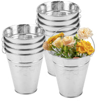 1 x RAW Customer Returns NAMYEUT Pack of 10 galvanized metal buckets with handle, tin bucket, mini zinc bucket, metal round zinc bucket, small for flower pot, sweets, party and wedding decoration, garden table decoration - RRP €18.14