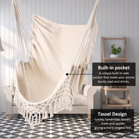 1 x RAW Customer Returns Mingfuxin Hanging Hammock Chair, Hammock Swing Chairs Hanging Chair 2 Seat Cushions Included, Cotton Rope Swing Chair Swing for Indoor, Outdoor, Home, Patio, Garden - RRP €39.99