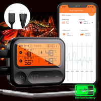 1 x RAW Customer Returns BFOUR Grill Thermometer with 2 Stainless Steel Probes, Wireless Meat Thermometer with APP Control, Roast Thermometer BBQ Thermometer for Grill, Kitchen, Oven - IPX5 Waterproof - RRP €25.78