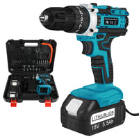 1 x RAW Customer Returns ASUNCELL Cordless Drill Driver, Professional 18V Cordless Screwdriver Set with 2 Batteries 5.5Ah, 25 1 Torque Levels, Adjustable 2-Speed, Built-in Light, 24pcs Accessories and Case, for Home DIY Project Blue  - RRP €68.48