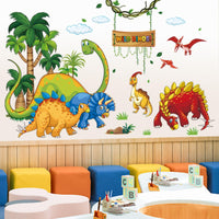 5 x Brand New Kids Dinosaur Wall Decals, Peel Stick Dino Paw Print Nursery Decorations Baby Bedroom Playroom Art, Watercolor Blue Coconut Trees Cactus Kids Room Decor Gift - RRP €102.0