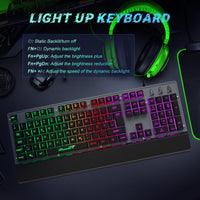 4 x RAW Customer Returns RaceGT Gaming Keyboard, LED Gaming Keyboard Wrist Rest Keyboard Gaming Illuminated Full Size Gaming Keyboard for Work PC Computer Gamer Laptop Xbox German Layout QWERTZ - RRP €84.68