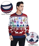 1 x RAW Customer Returns IDGREATIM Men s Teenager Ugly Christmas Sweater Reindeer Christmas Sweater Printed Ugly LED Light Christmas Sweater Long Sleeve Jumper Brown S - RRP €46.38