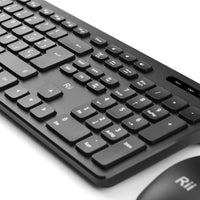 1 x RAW Customer Returns Rii RK200 2.4Ghz Wireless Mouse and Keyboard Combo for Android Windows Mac Linux and Other Devices with USB-QWERTY Spanish, Black Color - RRP €19.82