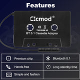 1 x RAW Customer Returns CICMOD cassette adapter BT 5.1 car cassette adapter with built-in microphone hands-free system - RRP €16.99