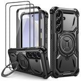 1 x RAW Customer Returns Lanhiem mobile phone case for Samsung Galaxy S24 case with 2 pieces of tempered glass and 360 ring stand, military shockproof protective case for Samsung Galaxy S24 case, black - RRP €19.99